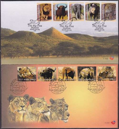 RSA - 2 X THE BIG FIVE SKUKUZA FDC`S, 7.103 + 7.117 - FINE AS NEW!!!!!