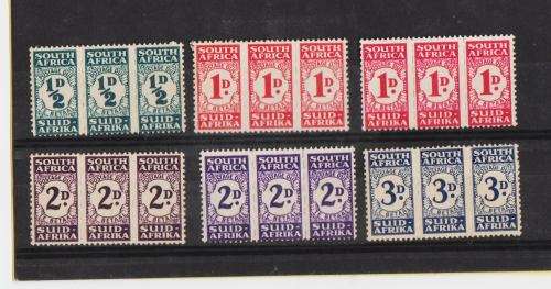 UNION SA-POSTAGE DUES 1943 BANTAMS-FULL SET OF 6 UNITS-FINE MINT & UM-CV R2230.00