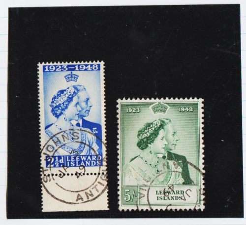 LEEWARD ISLANDS-KGV1 ROYAL SILVER WEDDING SET TO 5/-FINE USED