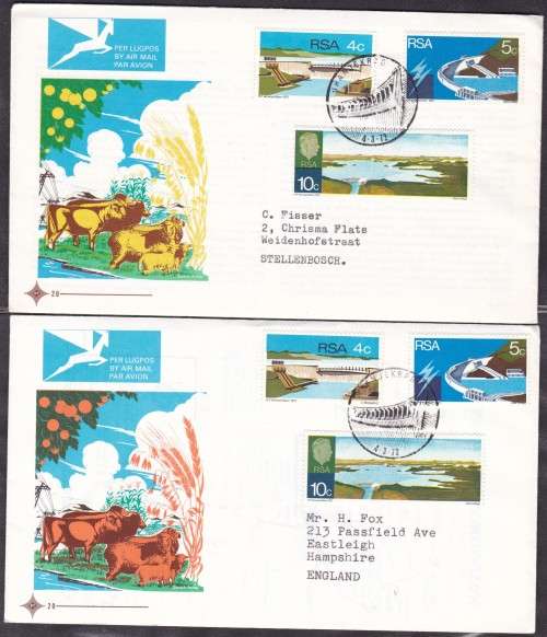 RSA - H.F. VERWOERD DAM, 2 X FDC`S NO.20, 1 WITH VARIETYORANGE CATTLE - FINE!!!!!
