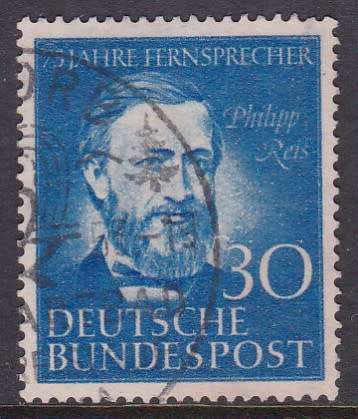 GERMANY - 1952 ANNI OF TELEPHONE, 30PF BLUE SINGLE, FINE USED - CV:R530!!!!!