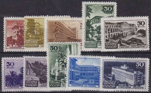 RUSSIA/USSR - 1947 RESORTS OF RUSSIA, FINE MINT SET OF 10 SINGLES - CV:R280!!!!!