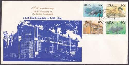 RSA - 50TH ANNI OF DISOVERY OF COELACANTH, ILLUSTRATED FDC - FINE!!!!!