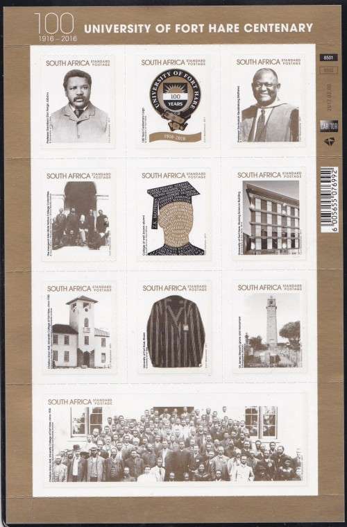 RSA - UNIVERSITY OF FORT HARE CENTENARY (1916-2016), FULL SHEET - FINE U/M!!!!!