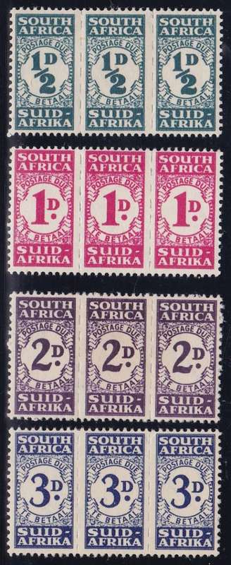 UNION SA - 1943-1944 POSTAGE DUES, BANTAM SET OF 4 UNITS, ALL FINE M/M - CV FOR U/M IS R1940!!!!!