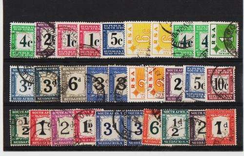 UNION AND RSA-ASSORTED POSTAGE DUES ON CARD-FINE USED-NOT CHECKED,POSSIBLE GOOD VALUE