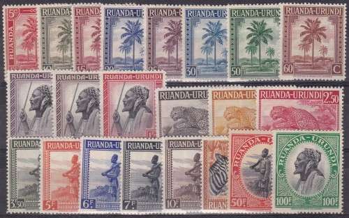 RUANDA URUNDI - 1942-1943 DEF ISSUE, SET OF SINGLES TO 100FR (COMPLETE) - FINE U/M!!!!!