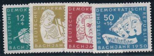 GERMANY EAST DDR - DEATH CENTENARY OF BACH, SET OF 4 FINE M/M SINGLES - CV:R1265!!!!!