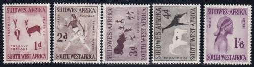 SWA - 1960 DEF ISSUE, COAT OF ARMS WMK, FINE U/M SET OF 5 SINGLES - CV:R456!!!!!