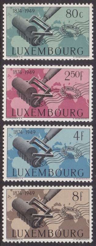 LUXEMBOURG - 1949 UPU, FINE M/M SET OF 4 SINGLES - CV:R470!!!!!