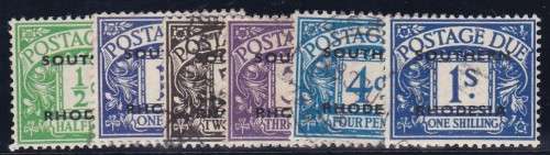 SOUTHERN RHODESIA - 1951 POSTAGE DUES, FINE USED SET OF 6 SINGLES - CV:R800!!!!!