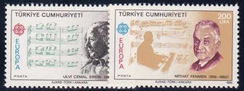 TURKEY - 1985 EUROPA MUSIC YEAR, FINE U/M SET OF 2 SINGLES - CV:R550!!!!!