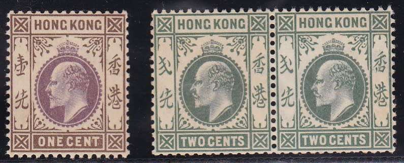 HONG KONG - KING EDWARD THE 7TH, 1c SINGLE + 2c PAIR, FINE U/M - CV:R1370!!!!!