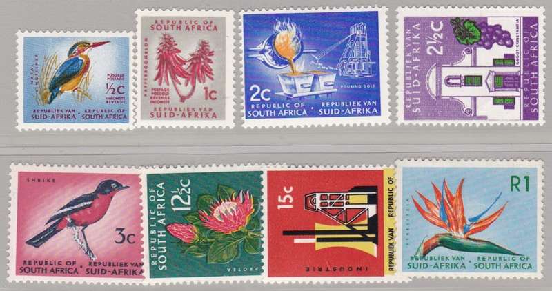 RSA - 1964-1968 1ST DEF ISSUE, REDRAWN DESIGNS, SET OF 8 SINGLES - FINE U/M!!!!!