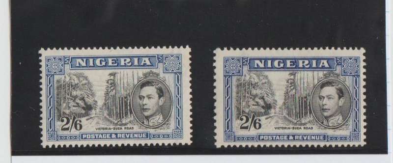 NIGERIA1938 KGV1- 2/6 X 2-PERF 13 AND PERF 13½-BOTH FINE UM-CV R1495.00-SG 58 AND 58A