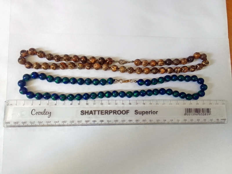 TWO VINTAGE SEMI PRECIOUS STONE NECKLACES-GOOD CONDITION-SEE SCANS FOR SIZE & STONES-BOTH AS 1 BID