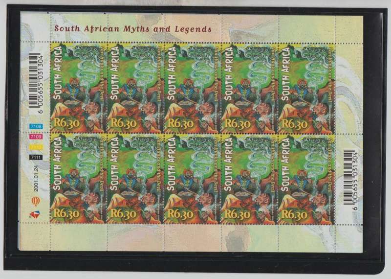 RSA-MYTHS & LEGENDS SET OF FIVE FULL SHEETS-FINE UNMOUNTED MINT-HIGH FACE & CV SET