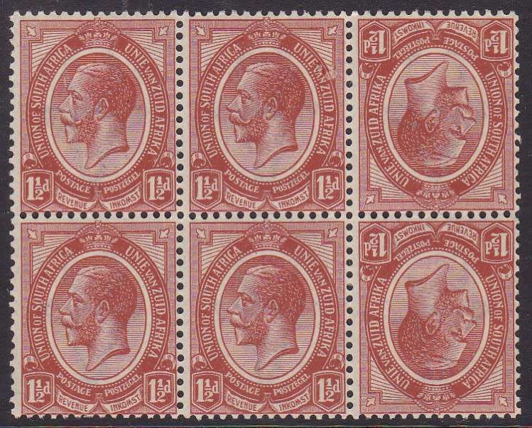UNION SA - KGV, TETE BECHE BLOCK OF 6 - FINE U/M
