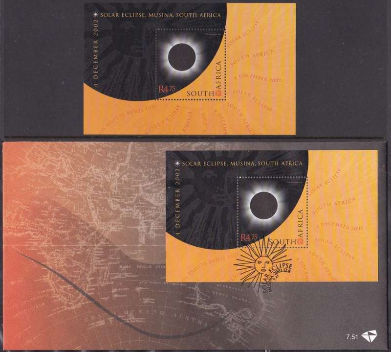 RSA - 2002 SOLAR ECLIPSE, FDC 7.51 WITH U/M MINISHEET - ALL FINE