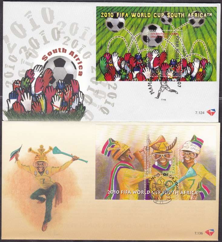 RSA - 2 X NICE 2010 FIFA WORLD CUP FDC`S, FDC 7.124 + 7.136 - BOTH FINE AS NEW