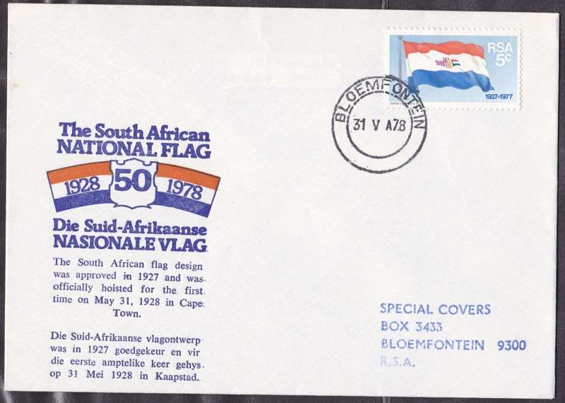 RSA - 50TH ANNI OF THE SOUTH AFRICAN FLAG (1928-1978), SPECIAL COVER - FINE