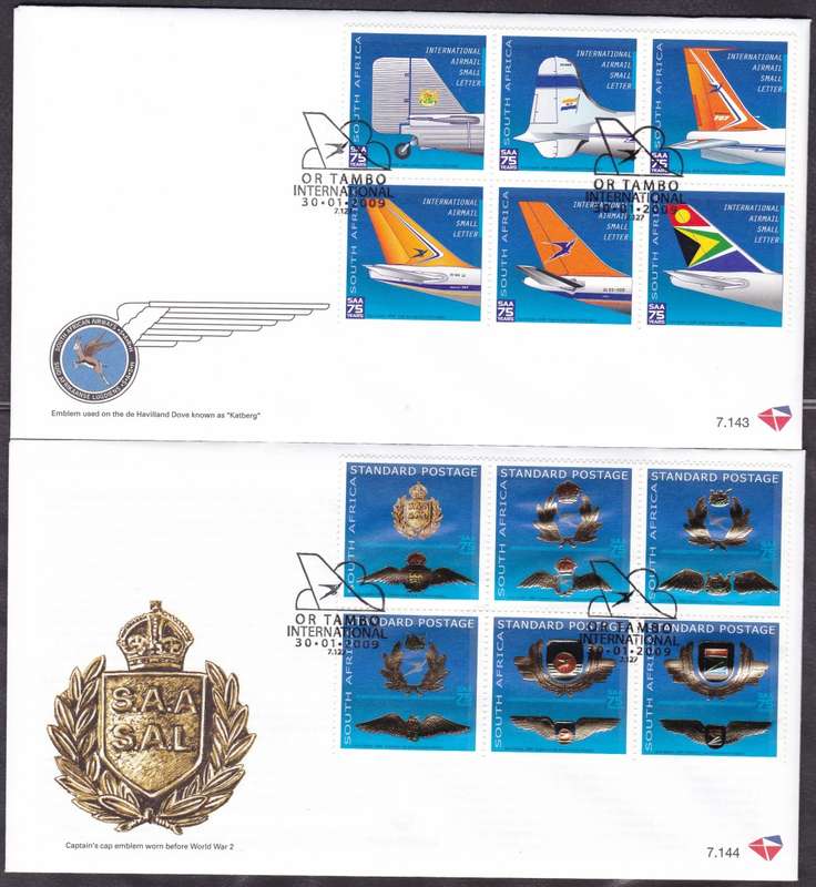RSA - SAA 75 YEARS, FDC SET 7.143 + 7.144 - FINE AS NEW