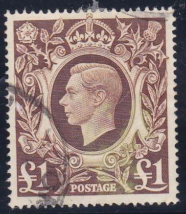 GB - KGVI, 1 POUND BROWN SINGLE - FINE USED