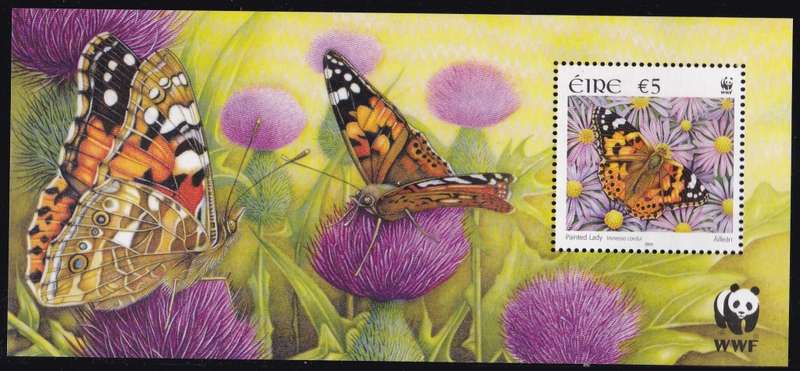 IRELAND - BUTTERFLIES: WWF ISSUE, 5 POUND SHEETLET - FINE U/M