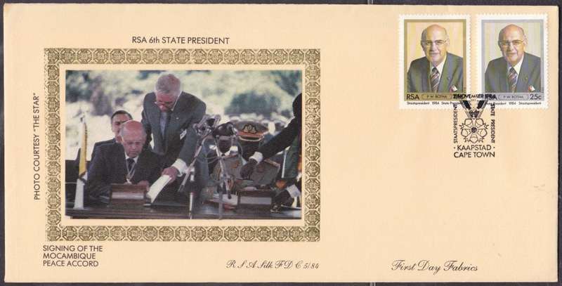 RSA - 6TH STATE PRESIDENT, LIMITED EDITION SILK FDC NO.5/84 - FINE