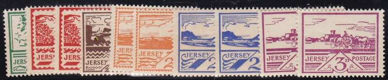 JERSEY - 1943-1944 STAMPS, U/M SET OF 6 + EXTRAS - CV:R1120