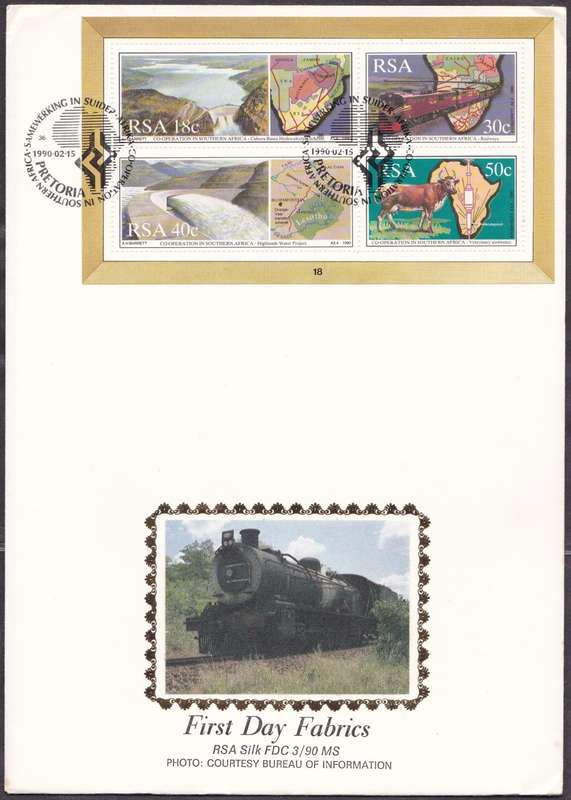 RSA - CO-OPERATION IN SOUTHERN AFRICA, LIMITED EDITION SILK FDC NO.3/90MS - FAIR