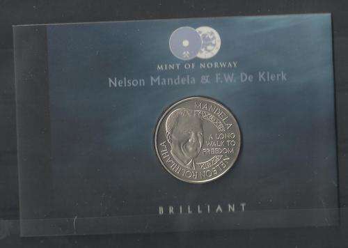 MANDELA & DE KLERK-MINT OF NORWAY-NOBLE LAUREATE MEDALLION-ORIGINAL PACKAGING AS ISSUED!!