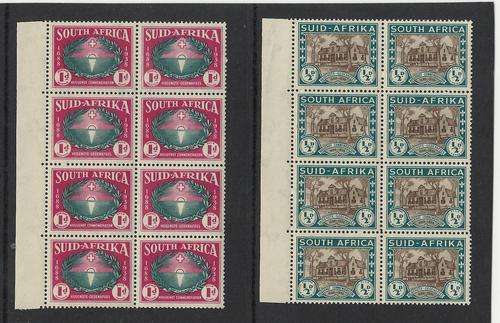 HUGUENOTS LANDING-1/2 D AND 1D MARGINAL BLOCKS OF EIGHT-C/V R800-SUPERB U.M.