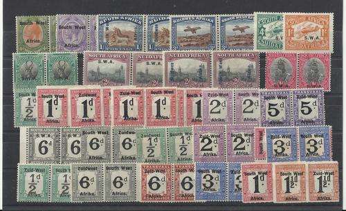 SWA-ASSORTED KINGS HEADS,PICTORIALS,AIRMAILS,POSTAGE DUES-UNUSED BUT NO GUM!!!