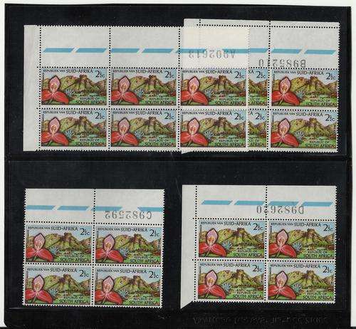 RSA-DISA ORCHID- FOUR SHEET NUMBER BLOCKS-PANES A.B.C.D-SUPERB UNMOUNTED MINT