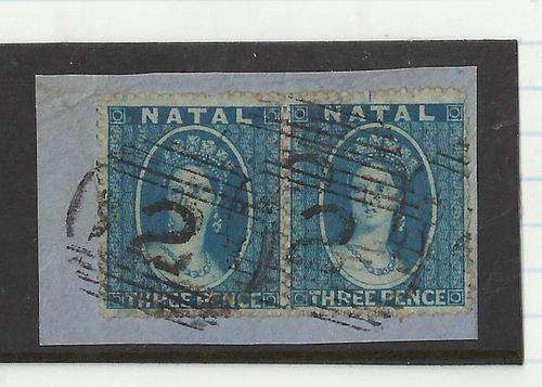 NATAL-3D BLUE PAIR OF CHALONS USED ON PIECE-C/V R1200 PLUS-GOOD STAMPS