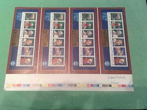 GUERNSEY/ALDERNAY-PRINTERS SHEET OF UNCUT MINISHEETS-SIGNED BY DESIGNER-WITH CERTIFICATE