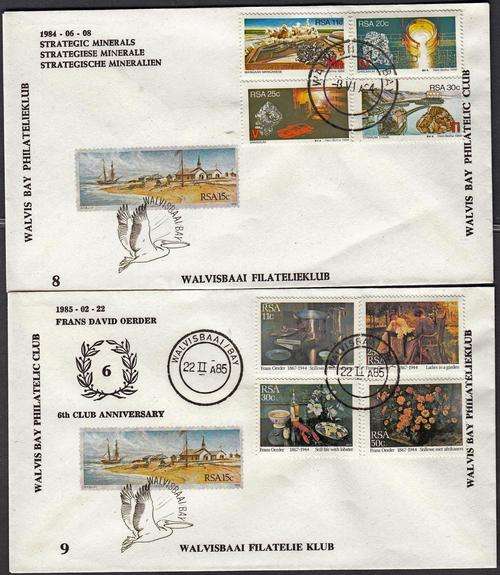 RSA - 2 X LIMITED EDITION WALVIS BAY PHILATELIC CLUB COVERS, NO.8 & 9 - FAIR!!!!!