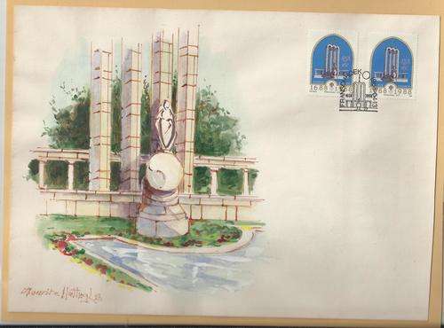 RSA-HUGUENOTS MONUMENT-ORIGINAL WATERCOLOUR ,SIGNED BY FAMOUS ARTIST,MAURITZ HATTINGH-RARE ITEM!!