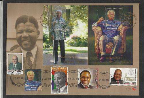 MANDELA,DE KLERK,ALL ANC PRESIDENTS ON OFFICIAL FDC 7.130-TIED PARLIAMENT CANCEL 5 DEC 2013