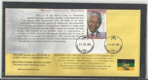 MANDELA MINI-SHEET ON COMMEMORATIVE COVER-PARLIAMENT CANCEL 5 DEC 2013