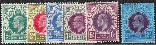 NATAL - KING EDWARD THE 7TH, NICE ASSORTMENT OF M/M SINGLES TO 2 SHILLINGS - ALL FINE!!!!!