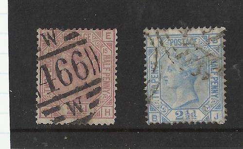 G.B.-Q VIC-21/2D ROSE AND BLUE-C/V R2160-FINE USED