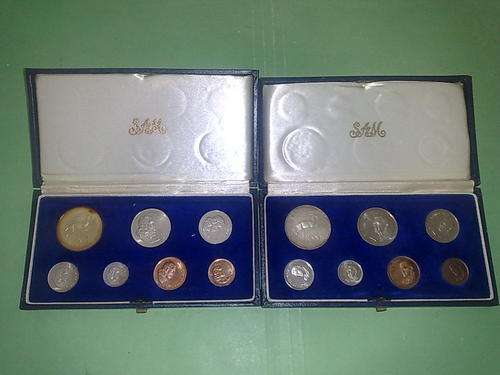 RSA-1967 AND 1968 PROOF SETS TO R1 IN BLUE SA.MINT BOXES-SOME TARNISHING ON THE COINS