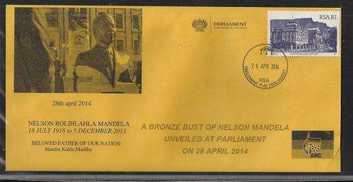 MANDELA BRONZE BUST UNVEILING AT PARLIAMENT-FDC WITH PARLIAMENT CANCEL