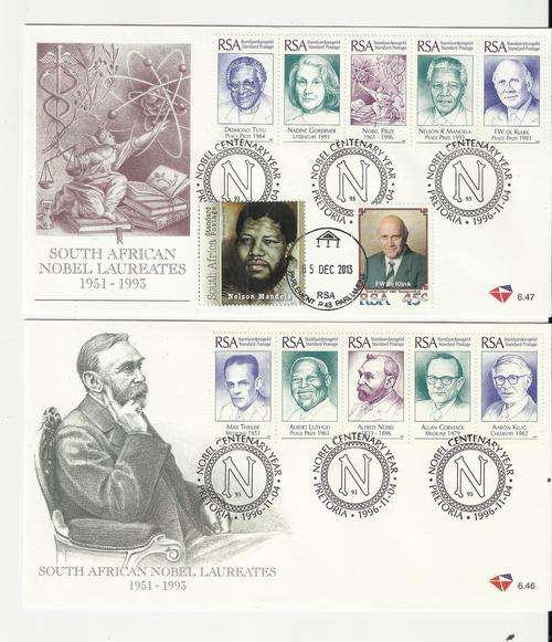NOBLE LAUREATES,EXTRA MANDELA /DE KLERK STAMPS-PARLIAMENT CANCEL