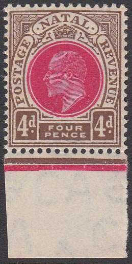 NATAL - KING EDWARD THE 7TH, 4D MARGINAL SINGLE (CA MULTICROWN WATERMARK) - U/M!!!!!