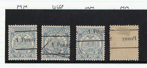 TRANSVAAL-1 PENNY SURCHARGE ON 6D BLUE-VARIETIES,SHIFTED UP,TO RIGHT,OFFSET ETC