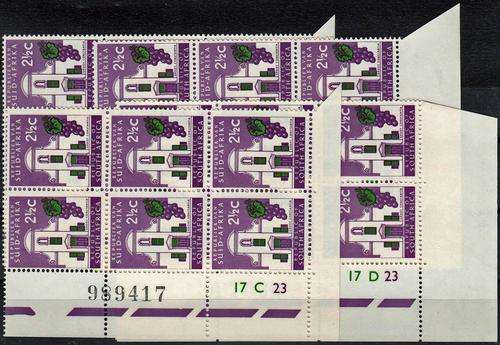 RSA - 2&1/2c GROOT CONSTANTIA, SET OF 4 CONTROL BLOCKS (A-D PANE) - FINE U/M!!!!!