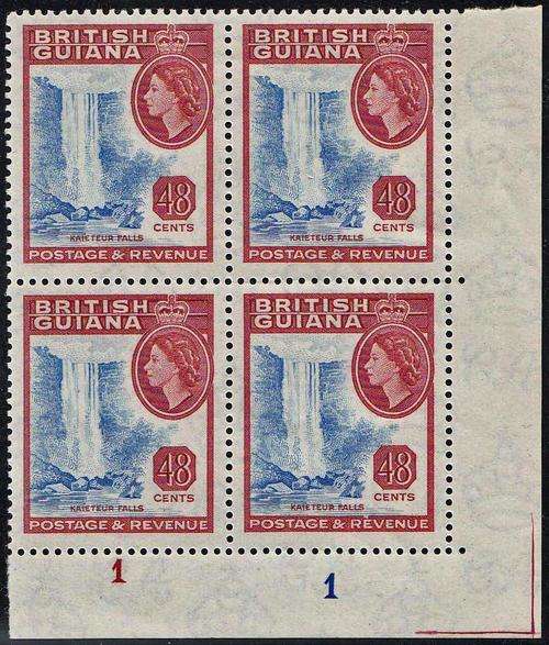 BRITISH GUIANA - QE2 KAIETEUR FALLS, CONTROL BLOCK OF 4 - U/M!!!!!
